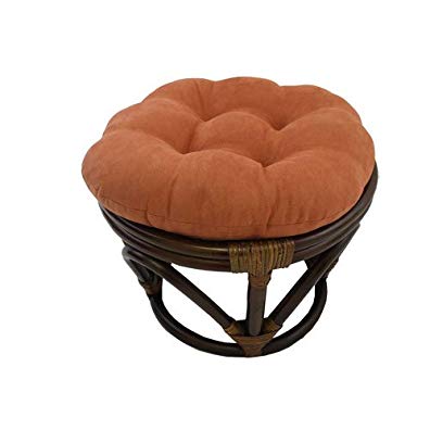 International Caravan 3301-MS-SP-IC Furniture Piece Rattan Ottoman with Micro Suede Cushion