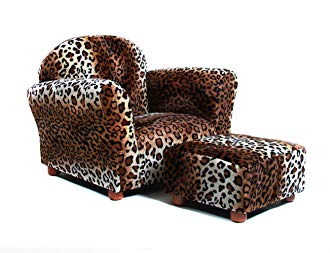 KEET Roundy Kid's Chair with Ottoman, Leopard