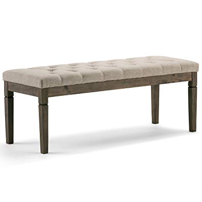 Simpli Home Waverly Tufted Ottoman Bench, Natural