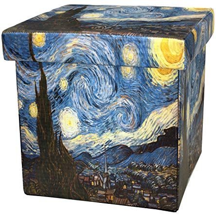 Oriental Furniture Van Gogh Starry Night Storage Ottoman