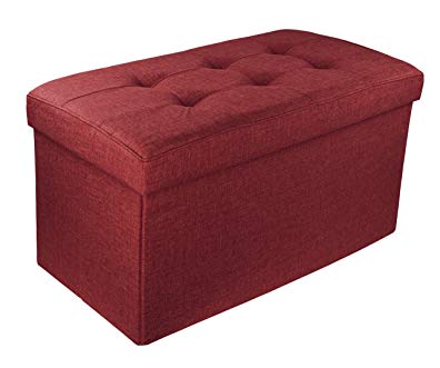 Upholstered Folding Storage Ottoman with Padded Seat, 30